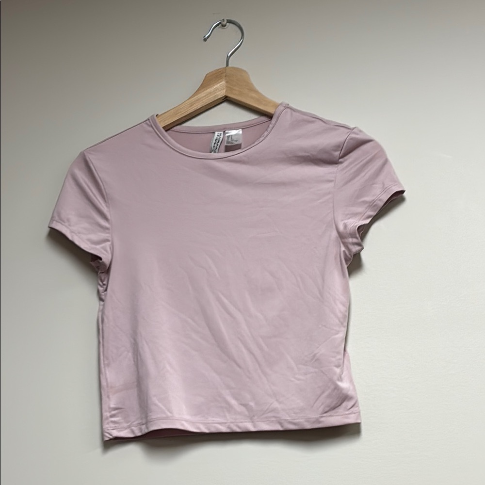 H&M Pink Fitted Crop T-Shirt Short Sleeve